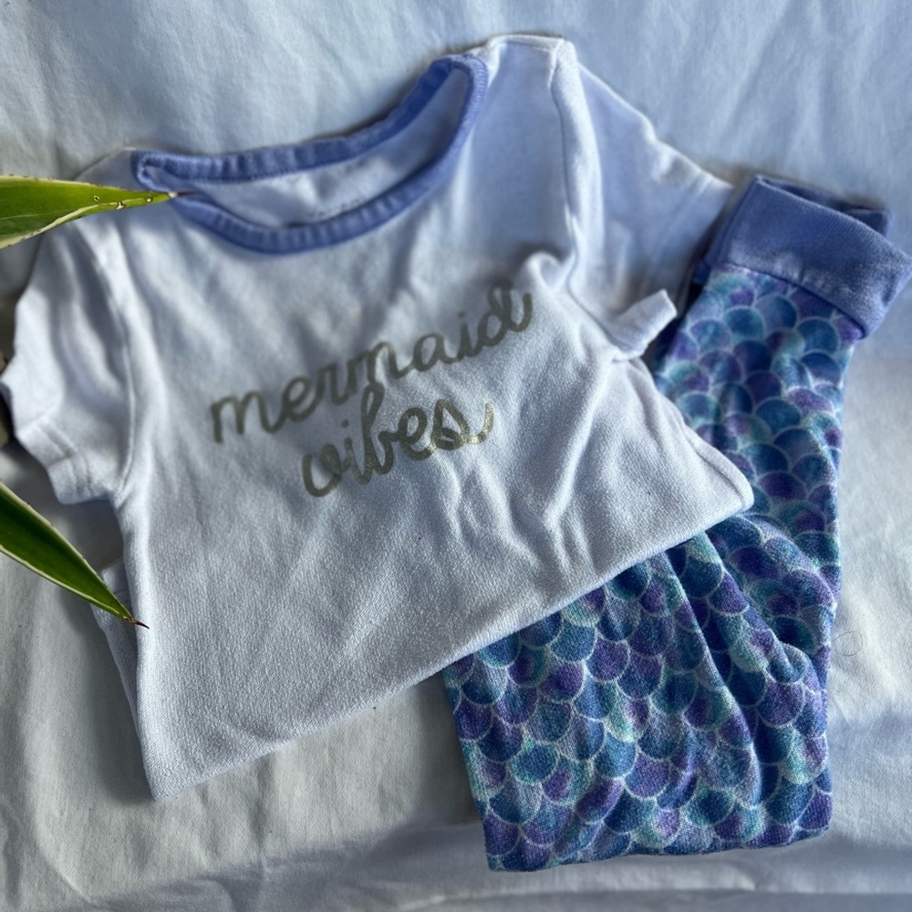 Tahari Kids Pajama Set | Mermaid Vibes | White and Purple | Size 4